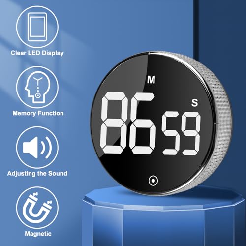 Magnetische Keukentimer, LED-display, Countdown Timer, Verstelbaar Volume, Digitale Egg Timer voor Keuken, Baken, Koken, Fitness, Yoga, Learning, Meetings 5
