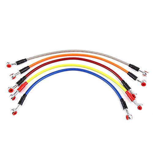 Remolie slang lijn, gevlochten olie remlijn Banjo passen roestvrij staal einde, Geschikt voor de meeste motorfietsen (45cm - grijs) Remleidingen 4