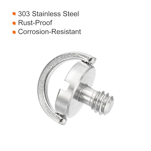 1/4-20 Thread 12mm Lengte D-Ring Roestvrij stalen camera Montage Schroeven, 2 Pack D As Quick Release Plate Schroef voor Camera Tripod/Monopod, Zilver 4