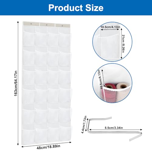 Organisator voor op de deur 24 Compartments Organizer Hangend over de deur schoenrek voor opknoping, hang Organizer Opvouwbare kleren opslag Schoen opslag met 3 haken voor slaapkamer, woonkamer