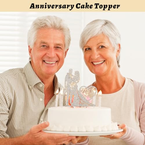 Trouwtaart Toppers, Sparkling Mr. en Mrs Cake Topper met Rhinestones metalen bruid en bruidegom taart toppers voor bruiloft, verloving, verjaardag Valentijnsdag, met een kaart 5
