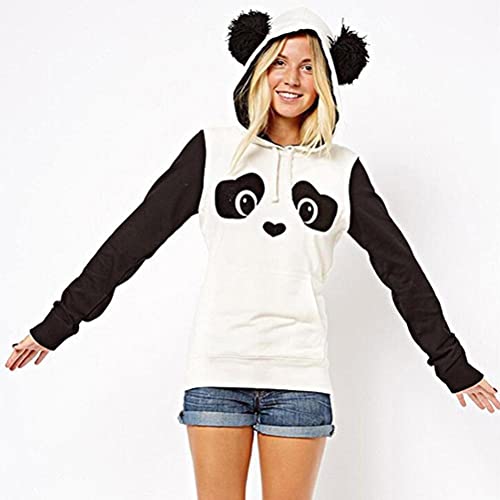 Panda Hoodie Vrouwenhoodie 2021 Panda Fleece Hoodies Cute Panda Printed Long Sleeve Hoodie Panda Hoodie Long Sleeve Ears Hoodie voor Party Daily Wear 5