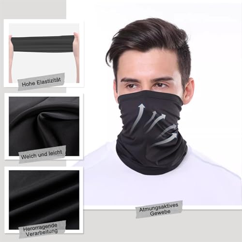Verpakking van 3 multifunctionele Tube sjaal voor mannen en vrouwen, Elastische zon bescherming sjaal voor fietsen, Skiën, Motorrijden, Running, Outdoor Sports, Blauw, Zwart, Wit, One Size 3
