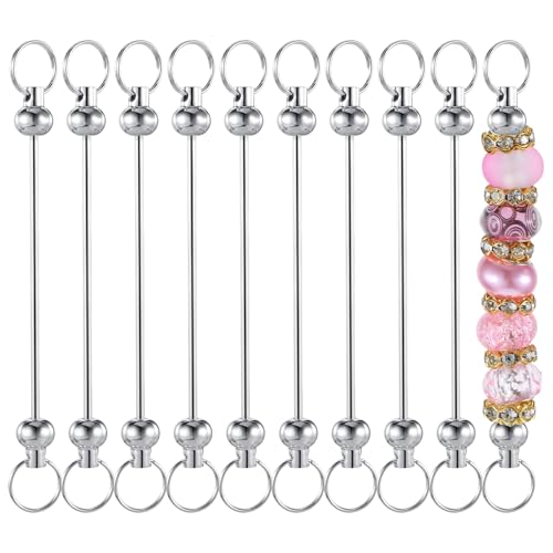 Kralen Keychains, 8st Metaal Key Chains, Raw Metal Sleutelhangers voor sieraden maken, DIY Raw Kralen Keychain Strips voor ambachten, Zilver, zilver, Eén maat