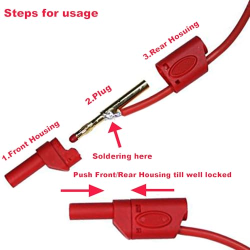 Verpakking van 10 4 mm Banana Plugs Geïsoleerde Veiligheid Banana Plugs Soldeerbussen Stapelbare Banana Plug DIY Elektrische Tests voor Multimeter Meet lood (zwart, blauw 4