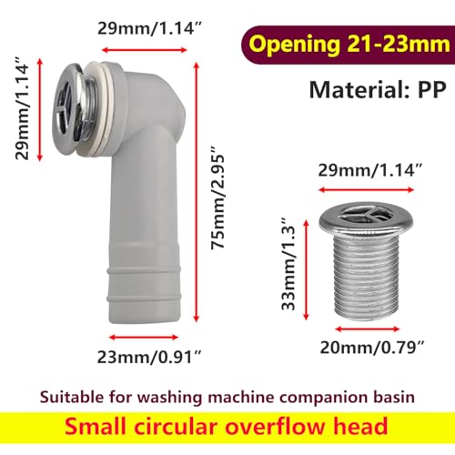 1 st Overflow Tubes, Overflow Pipes met Overflow Head, Dia 29mm Basin Overflow Head, Ronde Interface