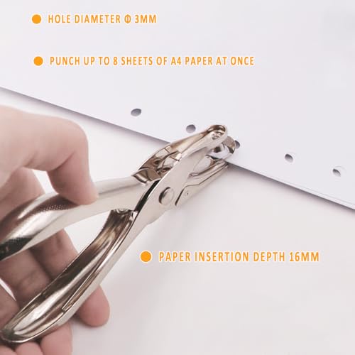 3mm 1/8" Handheld Paper Puncher 1 Hole Metal DIY Boorpapier Punch Tang voor ambachtelijk papier Groetkaarten Scrapbook Notbook Stationery Werk 5