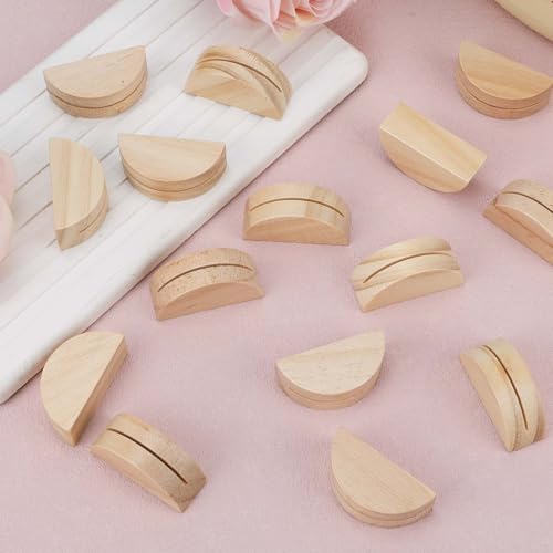 30 st. Tabelnummer Stands, Hemisphere houten naamkaarthouder voor foto's Naamkaarten Menu Herbruikbaar Tafelbordhouders voor bruiloften Restaurants Banketten Verjaardagsfeesten (Wood Color) 3