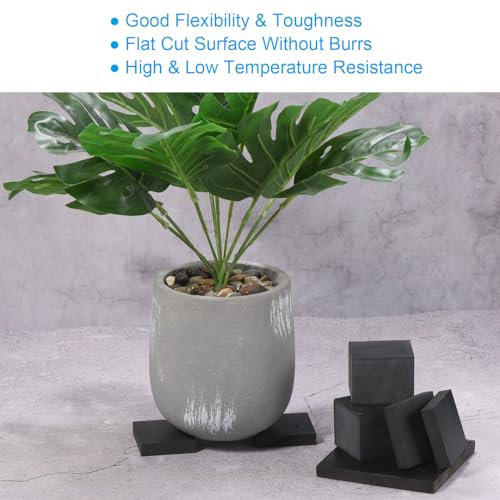 Plant Pot Benen 5x6x5cm, 4st Onzichtbare Rubberen Raiser Vierkant voor Buiten Tuin Patio Patio Planters Zwart 5