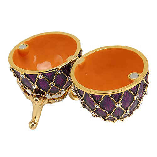 Trinket Box Faberge Egg Geëmailleerd sieraden doos, Faberge Egg sieraden dozen Cadeau voor Home Decor, Klassieke ornamenten Metaal Ambacht Cadeau voor Home Decor, Paars, elegant 4
