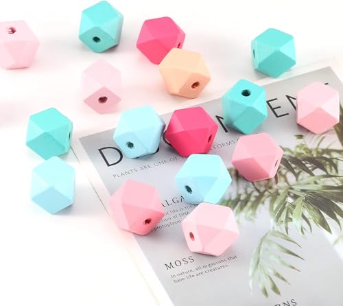 70 st. Kleurrijke houten kralen Ronde gemengde houten kralen met gat ambachtelijke kralen voor doe-het-zelf sieraden maken(kleurrijke-F/15mm-70 st) 5