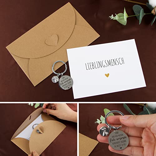 Keychain vriendschap Duits en wenskaart met envelop, Sorry, maar we moeten blijven tevreden voor altijd weet je te veel 3