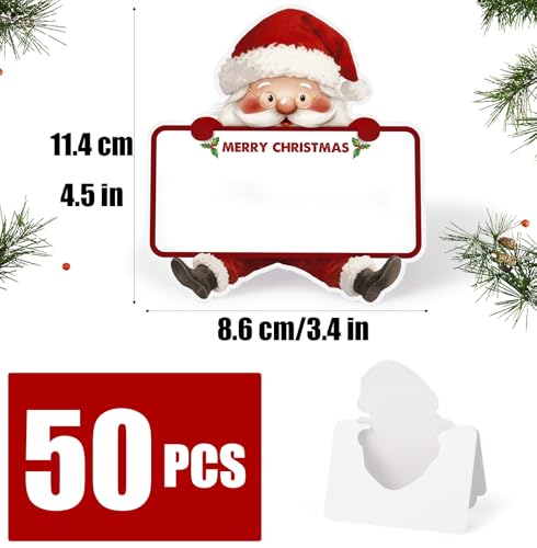 50 Stks Kerstplaats Kaart Santa Claus Tafel Zitkaarten Papier Naam Kaarten Voor Kerst Tafel setting Verjaardag Xmas Bruiloft Diner partij levering
