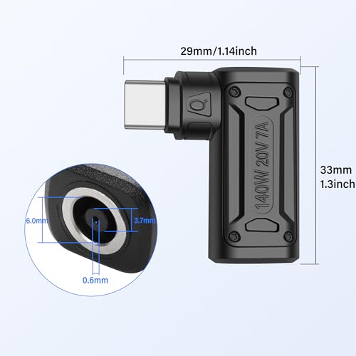 PD 140W DC6037 naar Type C Power Adapter DC 6mm x 3.7mm Bushing (6 x 0,6mm) Invoer naar USB C Plug met PD Car Identification Chip voor telefoon 3