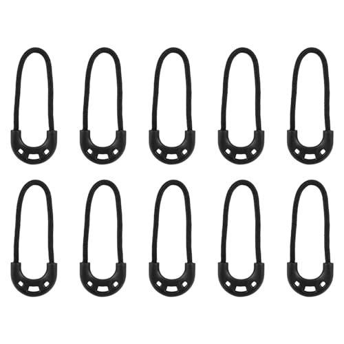 Zipper trekt koord 10 st / zak Zwarte kleine Lariat touw voor Outdoor Travel Kleding Rugzak Accessoires