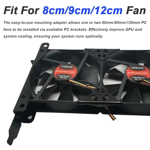 Dual Fan Mount Rack PCI Slot Bracket Kit, 12cm PC Fan Computer Radiator DIY Bracket Tool met PWM Fan Splitter Kabel, Kabelbanden, Schroeven 4
