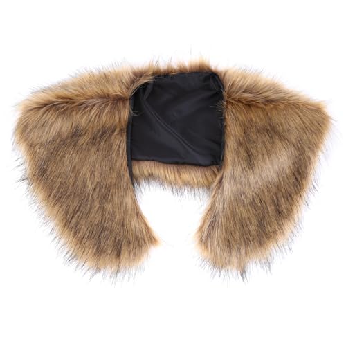 Viking Faux Fur Sjaal voor mannen, Viking Faux Fur Wrap Faux Fur Collar voor Viking Queen kostuum, Viking Collar Shawl gestolen Viking Fur Shoulder Fur Middeleeuws, Natuurlijke / Type 3, One size