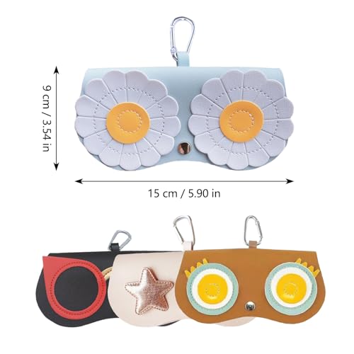 4 stuks glazen geval, draagbare glazen Case Bag, mode zonnebril geval, lederen zonnebril zak, om uw bril als je gaat, zwart, bruin, roze, blauw