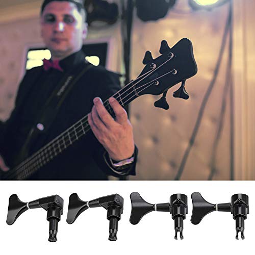 2L 2R elektrische Bass Tuners, Sealed Tuner St 2R Fishtail Shaped Knob Sealed Bass Guitar Tuning moersleutels, Zwart 4