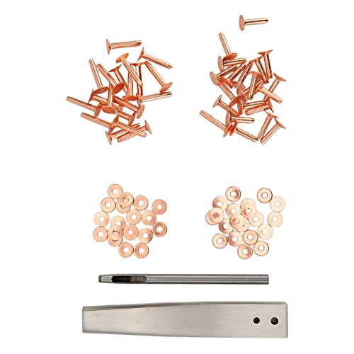 Copper Rivets Burrs Kit Copper Rivets met Stoelen Rustvrije Studs DIY Lederen Craft Tools voor Garment Bag Belt (Stijl C)