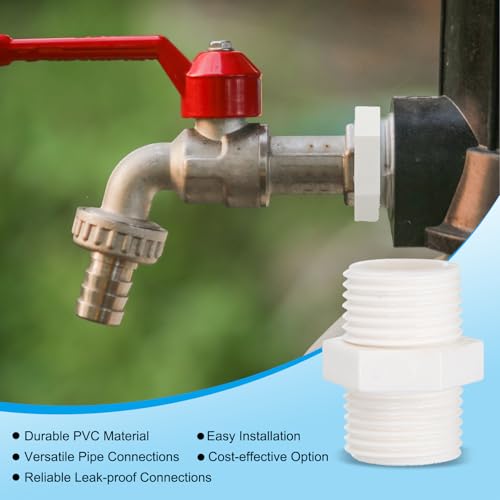 Pvc Pipe Fittings G 1/2, 4 st Man tot man Thread Coupling Adapter Hex Straight Connector met loodgieterslint voor water Tanks, Wit 4