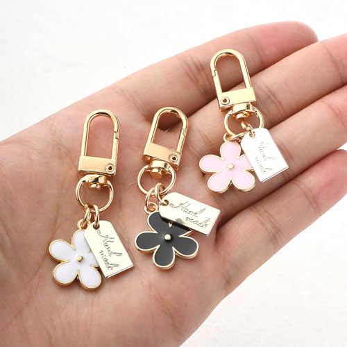 Leuke bloem sleutelhangers voor vrouwen, 3Pcs esthetische Mini rugzak sleutelhanger Charm Bloemen Charm Purse Bag Accessoires 5