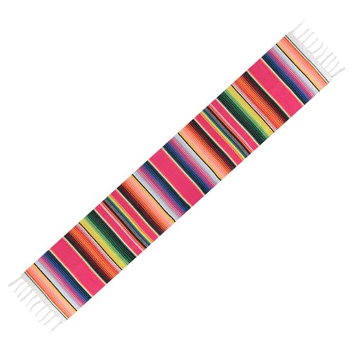 Zee Mexicaanse zijde sjaal Tafelkleed 14 X 84 Inch Mexicaanse partij bruiloft decoratie picknick tafel buiten, tassels katoen handgeweven tafelkleed