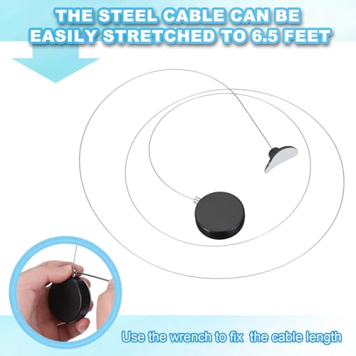 3.3 Ft Intrekbare afstandsbediening Tether, ronde veiligheid Kabel Lanyard Lock met dubbele zijde lijm voor TV Remote Gaming Controller, Wit (Curved Rubber Cap) 3