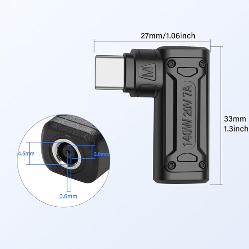PD 140W DC4530 to Type C Power Adapter DC 4.5mm x 3mm Bushing (4.5 x 0,6mm) Invoer naar USB C Plug met PD Car Identification Chip voor telefoon 3