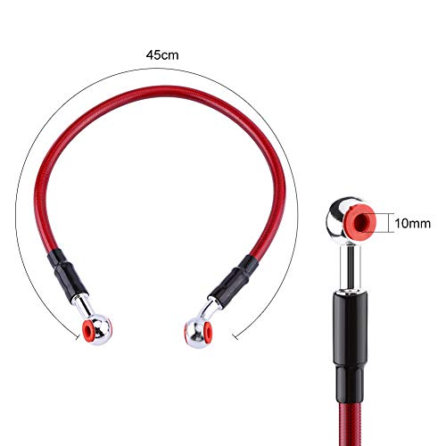 Remolie slang lijn, gevlochten olie remlijn Banjo passen roestvrij staal einde, Geschikt voor de meeste motorfietsen (45cm - grijs) Remleidingen
