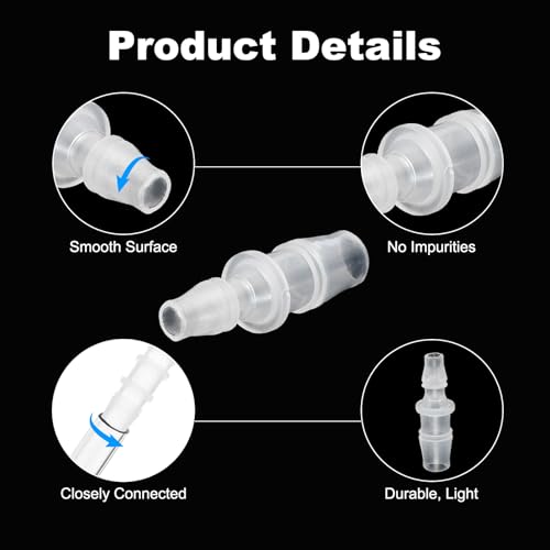 3/8" x 1/4" kunststof slang Barb Fitting, 4Pcs Thru-Bulk Pipe Connectors Barbed Wire Splicer Mender Joint Adapter Unie voor Aquarium Brandstof Gas Liquid Air 3