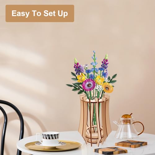 Houten vaas Set, Houten puzzel, Bloemen vaas, Bloemenstandaard, Houten puzzel Bloemen vaas 3D puzzel, Bloemen vaas voor Boeket, Houten bloemen vaas, Gebouw, Vaas Bloemen 5