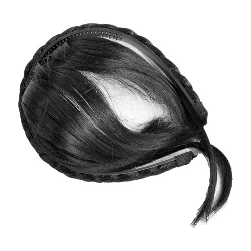 Zwarte pruik Haringbone vlecht pruik Hoofdband Onzichtbare hoofdband met pony Fashion Bangs Pruiken Piece Prachtige haringbone pruik Hoofdband 3