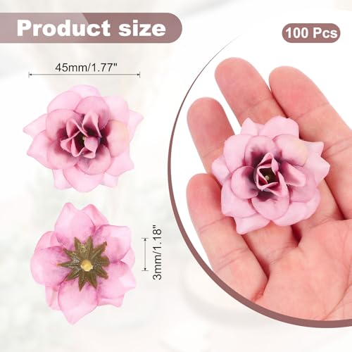 1.77 Inch kunstmatige rozen hoofd, 100 stuks nep bloemen bruiloft Faux Flower Wall DIY ambachten bruids douche boeket Startpagina Housewarming decoratie, licht bruin