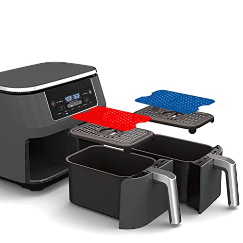 Air Fryer Mats Liner, Silicone Air Fryer Inserts, Warmtebestendig, Herbruikbaar, Niet-Stick Coating, Dubbele mand, Air Fryer Accessoires