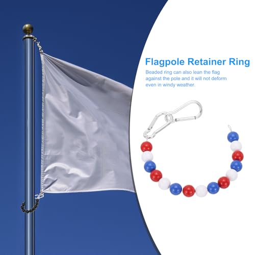 Flagpole Retainer Ring, 15 kralen Mount Ring Accessoires Houd Vlag dicht bij paal met roestvrij staal Kabel voor binnen Outdoor Flagpole, rood / wit / blauw 5