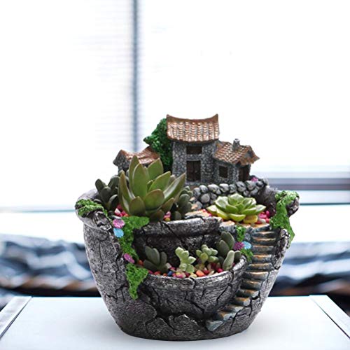 Creative Plant Pot, DIY Succulenten Pot met Zoet Huis, Mini Fairy Tuin Bloemen Planter Pot Container voor Binnen Tuin Vakantie Decoratie