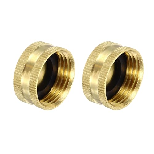 3/4" GHT Vrouwelijke tuinslang Adapter, 2Pcs Messing Slang Connector Reparatie Past op Pijpen Waterslang Outdoor, Goud