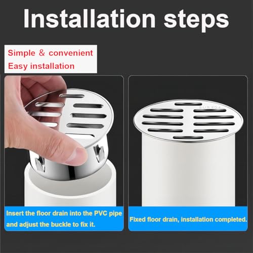 Afneembare afwateringshoes van de vloer, 304 RVS afwateringshoes Filter, Ronde roosterhoes, Geschikt voor wasbakken, Balkon, Patio, 75mm Flat Mond 3