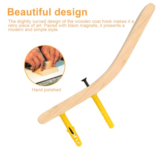 Houten kleren haken 2 stukken muur haken garderobe muur haken hout met schroeven en uitbreiding Buis kleren haken garderobe voor slaapkamer, woonkamer en kantoor 3