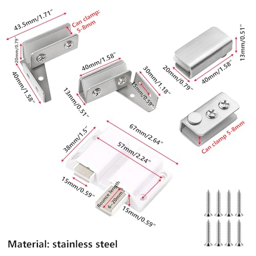 1 set glazen deur scharnieren, dubbele deur scharnieren voor glas met een dikte van 5-8 mm
