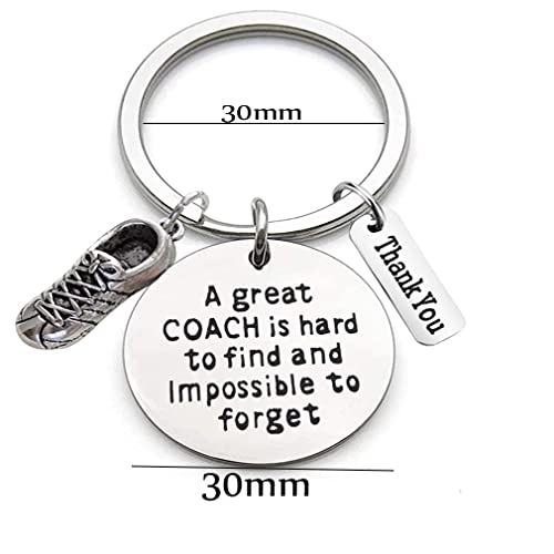Roestvrij stalen sleutelhanger met graveren "Een grote coach is moeilijk te vinden en onmogelijk te vergeten" Teacher's Day Gift, Zilver, M, siliver