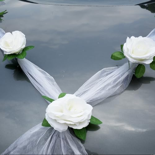 Auto decoratie, bruidspaar, rozen, decoratie, sieraden, auto, bruiloft, Garland, auto decoratie, bruiloft decoratie, bruiloft decoratie, bruiloft auto, decoratie voor bruiloft, partij, wit 5