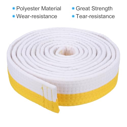 Taekwondo 4x9.8m Gekleurde String Belt Polyester Martial Arts Judo Karate Belt voor Coach Teaching Practice Wit Geel 3