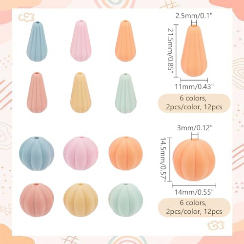 24 st 2 Styles Pumpkin breinaald Stoppers, Silicone breinaald Tip Guards Drop Shaped Naaldstoppers Focal Beads voor Pennen, Stitch Stoppers Supplies voor DIY Crafts