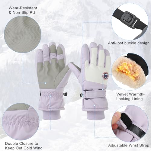 Winter Ski Sneeuwhandschoenen, Waterdichte Winter Warming Handschoenen Touch Scherm Skiën Werk Handschoenen voor Vrouwen 4