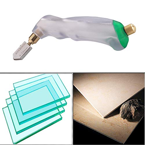 glassnijder, pistoolgreep glassnijder carbide in lood glas snijgereedschap, 3 reserve roestvrijstalen wielen voor glas 2-6 mm 6-12 mm 12-20 mm (wit + groen)