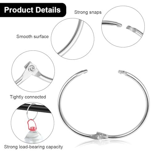 40 st Metalen gordijn ringen, 50mm Metalen Ronde Douche Gordijn Ring Gordijn Ringen voor het openen Douche Gordijn Ringen voor Window Curtain Bed Gordijn Douche Gordijn (Zilver) 3