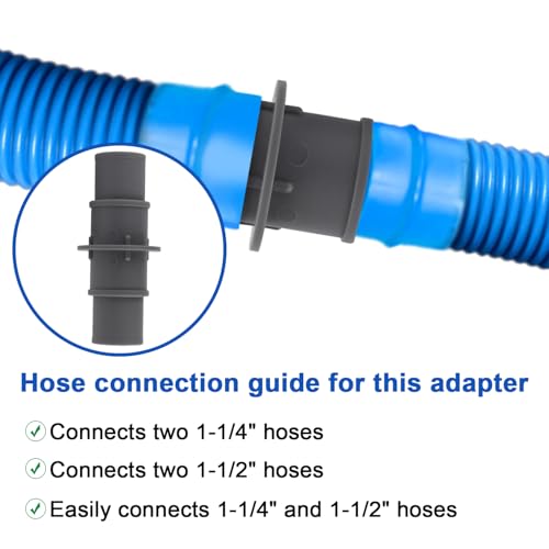 2Pc Zwembad slangadapters, 1-1/4" of 1-1/2" ABS stofzuiger slangadapter connector met roestvrij stalen klemmen voor zwembad stofzuigerfilter 5