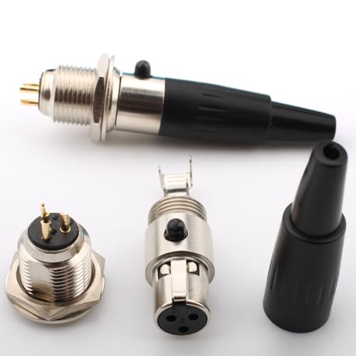 Verpakking van 2 mini 3-pins XLR-connectoren, stekkers en stopcontacten, microfoonkabelplug, microfoon audioaansluiting, soldeeraansluiting, XLR-doorstroomaansluiting 3